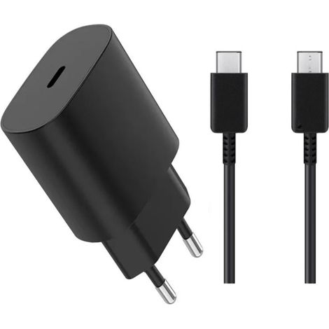 Adaptateur secteur de batterie externe à charge rapide 25 W USB-C 2 m [HK] Noir (1/5)