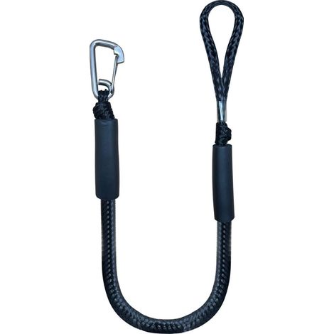 Cuerda de amarre elástica de 1,2 m (4 pies), paquete de 2 unidades, con clips de sujeción de acero inoxidable y amortiguador integrado. (1/5)