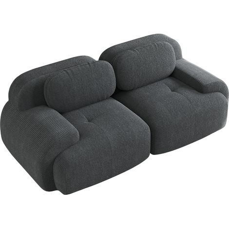 Canapé modulaire en velours côtelé gris, sans cadre, avec accoudoirs courbés, mousse haute densité 32D et base antidérapante pour salon, CHICFURN (1/5)