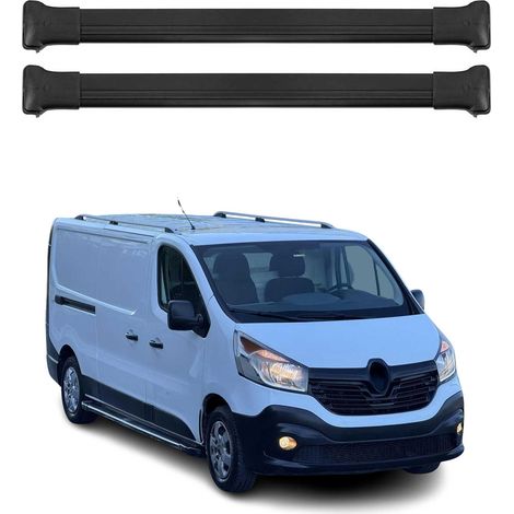 OMAC Barres de toit en aluminium pour Renault Trafic III 2014-2026 – TÜV / DIN 75302:2019 – Charge max 75 kg – 2 barres Noir (1/4)