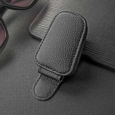 Pare-soleil de voiture, porte-lunettes de soleil, clip pour carte de ticket, accessoires pare-soleil de voiture (1, noir)