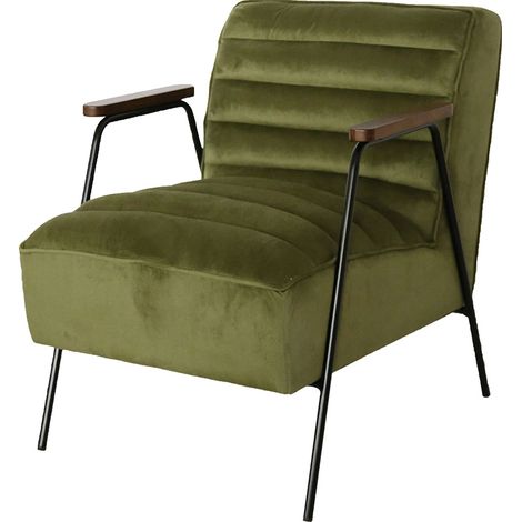 Amadeus - Fauteuil en velours vert Hutch (1/4)