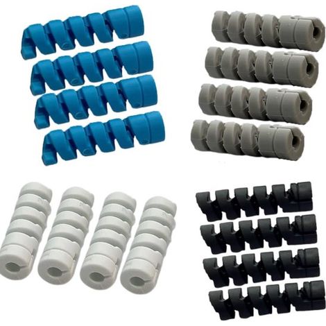 16 protezioni in silicone per cavi, protezione universale contro grovigli e rotture, per cavi di ricarica USB-C, Lightning e Micro-USB (4 bianchi, 4 neri, 4 grigi) (1/4)