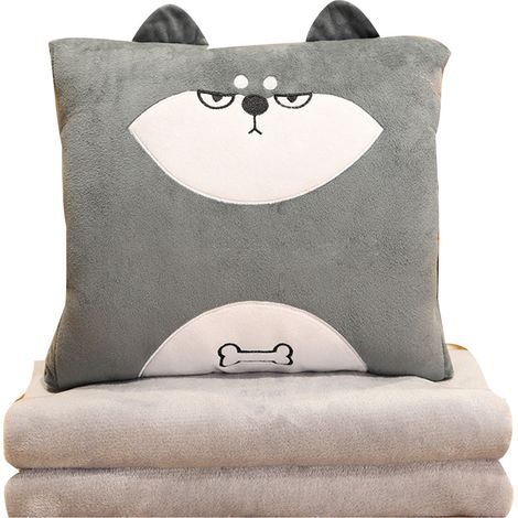 Coussin polaire Husky multifonction avec poche main, couverture d'air conditionné pour sieste au bureau, modèle 2-en-1 réchauffe-mains (1/5)