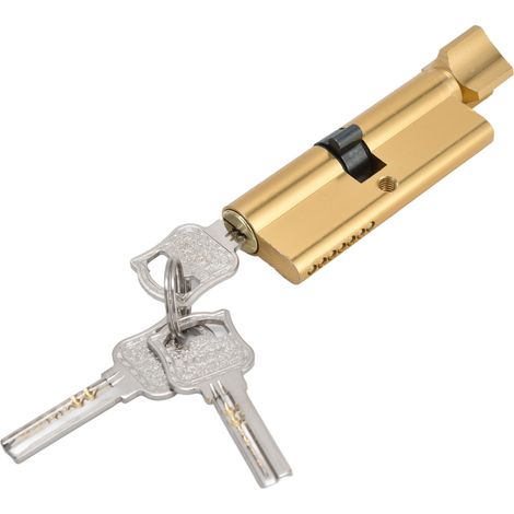 Cylindre de serrure de porte/casier en aluminium avec clé pour système de sécurité domestique, compatible avec armoires, boîtes aux lettres, tiroirs et placards (doré). (1/5)