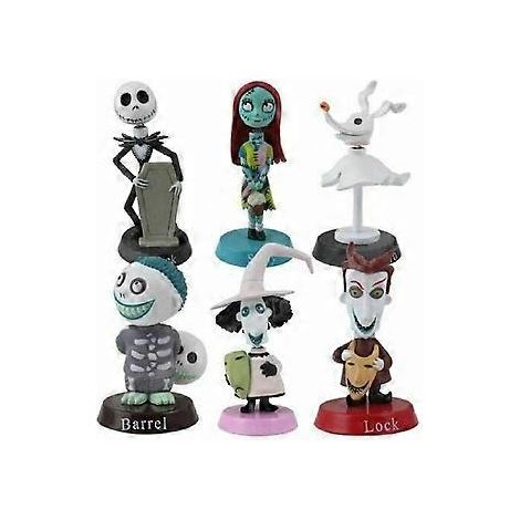 6-teiliges Set „Nightmare Before Christmas“-Figuren, Anime-Modell, Tortenaufsatz, Spielzeug, Halloween-Dekoration - NMAOV