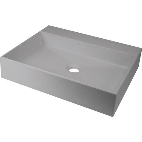 Lavabo rettangolare in granito grigio metallizzato 50x40 cm con piano - Sofyro