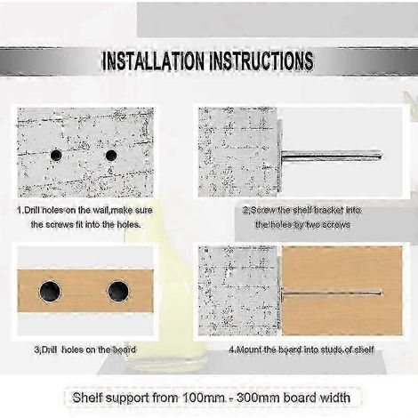 Support métallique pour étagères flottantes, fixations dissimulées de 7,6 cm (3 pouces) pour étagères flottantes, support mural invisible.