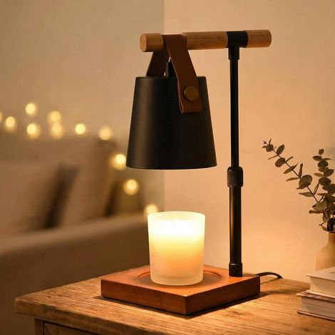 Lampada scaldacandele decorativa - Regolabile - Traversa in legno - Timer e dimmerabile - Minimalista - Per candele in vaso - 2 lampade (1/4)