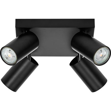 OSRAM LED SPOT OCTAGON PL 4 x 3,4W, GU10, 920lm, noir, température de couleur 2700K, ton blanc chaud, intemporel, ampoule LED remplaçable, idéal pour l’intérieur, CRI 90, têtes réglables, dimmable