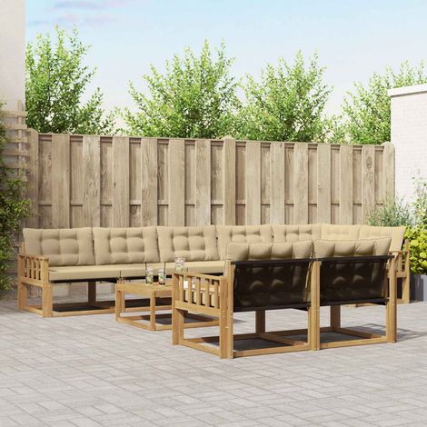 vidaXL Outdoor-Sofagarnitur 9 pcs Weiß und Beige 79 x 79 x 37 cm (1/5)
