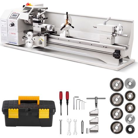 VEVOR Metalldrehmaschine 220 x 762 mm 1100 W Metalldrehbank für Werkstätten, mit Variabler Drehzahl bis 3000 U/min, Not-Aus, 8 Metrischen 0,5-2,5 mm, 8 Zölligen Gewinden 10-44 TPI und Werkzeugkasten