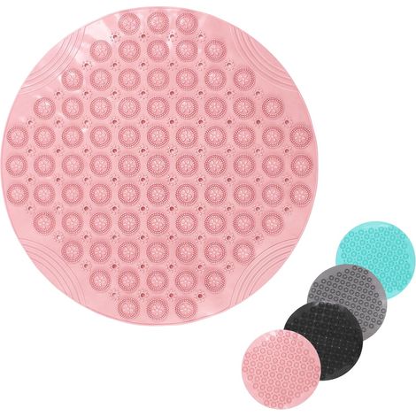 1 Tapis de bain, carré 55x55 cm, anti-moisissure, avec ventouses, trous de drainage, lavable, pour enfants, seniors (1/5)