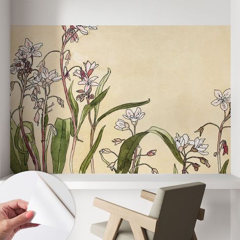 Papier peint adhésif décoratif avec colle pour salon chambre à coucher et bureau Design moderne et facile à poser Élégance florale 104x70 cm (1/5)