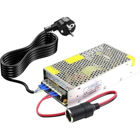 Adaptateur d'alimentation de voiture, convertisseur de tension 220 V à 12 V 20 A 240 W, adaptateur secteur, allume-cigare, adaptateur avec prise allume-cigare pour glacière, aspirateur de voiture (1/5)