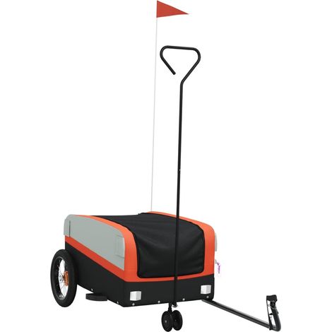 Remorque de vélo noir et orange 30 kg fer (1/5)