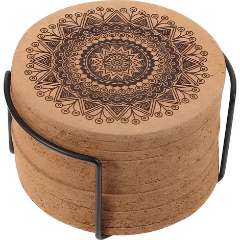 Posavasos redondos de corcho para tazas, 12 unidades, posavasos naturales que protegen las superficies del calor y la humedad. (1/5)