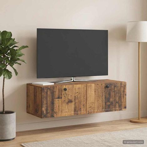 Wandmontierter TV-Schrank Altholz 98 x 41 x 30 cm Holzwerkstoff (1/5)
