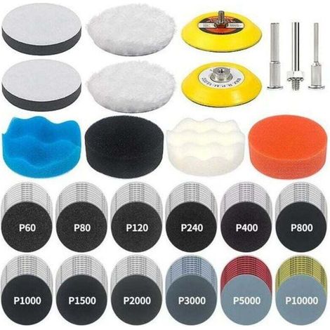 Questo kit di levigatura e lucidatura da 133 pezzi, con un diametro di 7,6 cm (3 pollici), include dischi abrasivi, dischi abrasivi con cinturini in velcro, tamponi per lucidatura e molto altro.