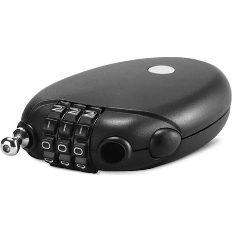 Mini candado para bicicleta con casco, código de combinación de 3 dígitos, cable telescópico, candado portátil.