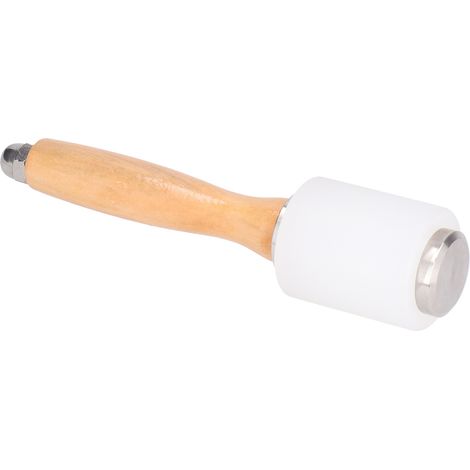 Lederschnitzhammer aus Nylon, DIY-Handarbeit, Lederhandwerkshammer mit Holzgriff, Stempelwerkzeug (Griff in Primärfarbe, einseitiger Kopf) (1/5)