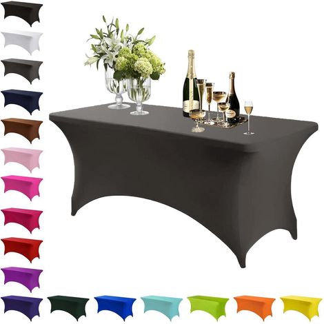 Spandex Stretch Tischdecke Grau 183x76cm, waschbar, knitterfrei, rechteckig