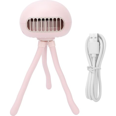 Ventilateur poussette bébé portable USB, forme pieuvre, réglable, à piles, rose (1/5)