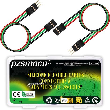 Silicone Câble 15 Ensembles/75 Pièces pour 2.54mm 3 Broche Flexibles Connecteur Soudure, Platine Noir Fil Terminal, Cavalier Mâle-Femelle, Fils En-tête Prise, Ensembles Adaptateur (1/5)