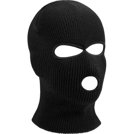 Sturmhaube 3-Loch Strickmaske für Motorrad & Fahrrad, Unisex, Schwarz (1/5)