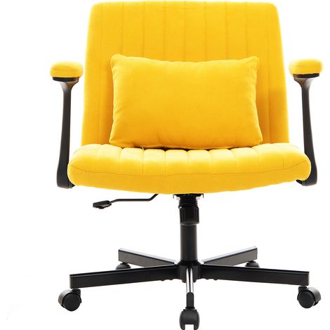 Chaise de bureau en velours avec accoudoirs rabattables et roulettes silencieuses – Fauteuil pivotant réglable en hauteur pour bureau à domicile (1/5)