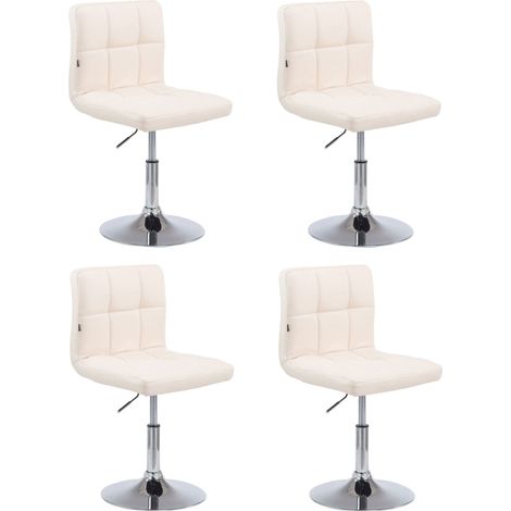 Set di 4 sedie da pranzo altezza regolabile design moderno cuciture decorative similpelle crema gambe in metallo 100006401