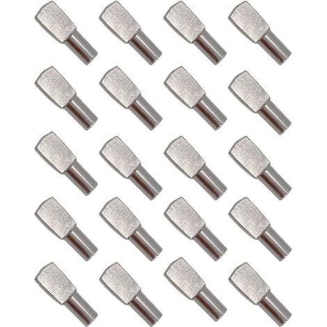 20Pcs Taquet Etagere, Support d'Étagère Étagère Broches Cheville Etagere Supports de Plaque en Métal Nickelé pour Armoire Bureau Accessoires - 5mm19mm (1/5)