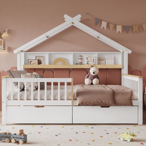 Kinderbett 140x200 mit Schubladen und Dachdesign OKMYHOME (1/5)