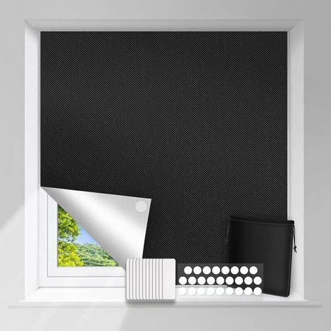 Sonnenschutz-Verdunkelungsstoff 150 x 300 cm Verdunkelungsrollo für 100% Lichtundurchlässigkeit mit 30 Klebestreifen (1/5)