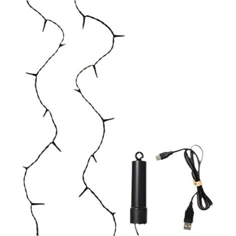 Catena luminosa a LED multifunzione con 100 LED bianco caldo e batteria, cavo nero da 7,4 m. (1/3)