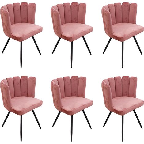 CHARLOTTE - Lot de 6 Chaises Velours Rose (1/5)