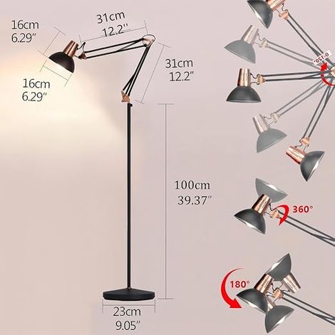 Vintage Industrial Floor Lamp, Living Room Lamp on Metal Stand with Modes - Floor Lamp (1/4)