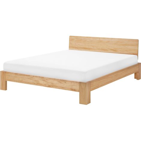 Cama de madera de pino clara 160 x 200 cm con estructura y cabecero Royan (1/5)