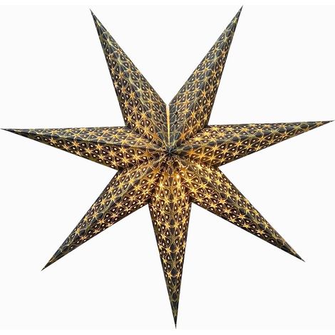 Étoile de Noël pliable en papier pour calendrier de l'Avent, couleur noire, dimensions 60 cm, décoration de Noël en papier pour intérieur, pièce unique