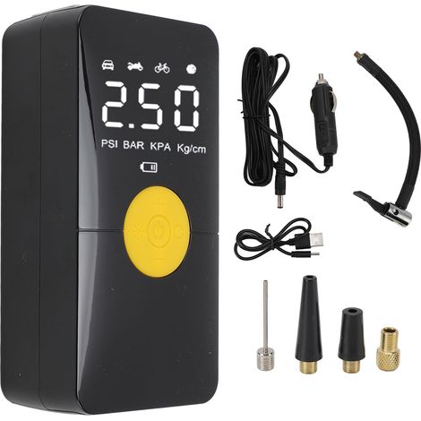 Gonfleur de pneus portable, compresseur d'air 120 W, 150 PSI, 4000 mAh, pompe à air sans fil avec manomètre pour voiture, moto et matelas gonflable (1/5)