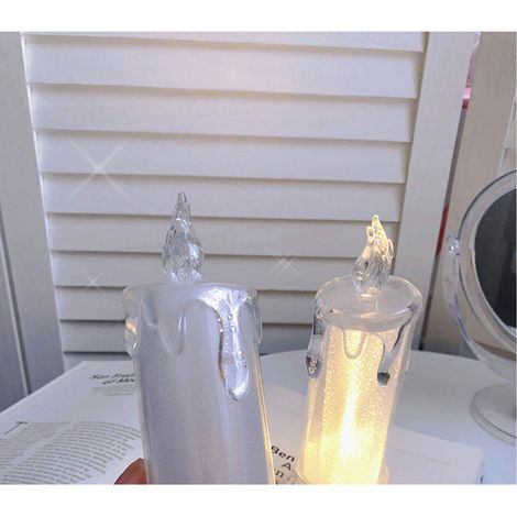 Lampe bougie factice créative, veilleuse décorative romantique pour étudiants et chambres d'étudiants, objet de décoration lumineux pour bureau avec socle (1/5)