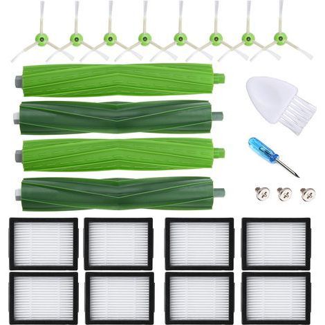 Juego de accesorios de repuesto para la serie iRobot Roomba e/i/J: 8 filtros HEPA, 8 cepillos laterales, 4 cepillos giratorios. (1/5)
