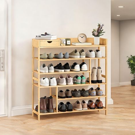 Meuble à chaussures en bambou 101 x 30 x 100 cm (1/5)