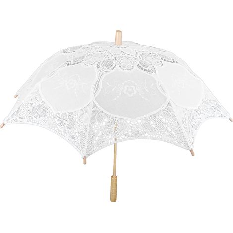 Parasol de Mariée Dentelle Blanche pour Accessoires Photo et Cérémonie (1/5)