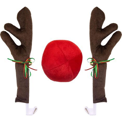 Bois de renne de voiture de Noël avec bois de renne et Jingle Bells Décoration de voiture de Noël pour Suv Car Truck Van Truck Décorations de Noël (1/5)