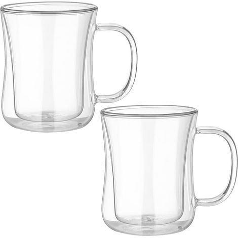 Lot de 2 verres à eau en verre double paroi, grande contenance, transparents et sûrs, usage polyvalent pour la maison. (1/5)