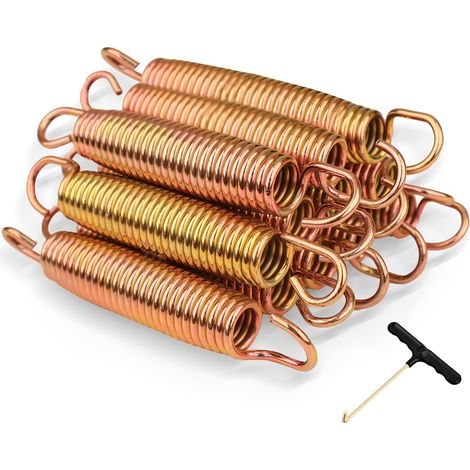 Set of 12 Trampoline Springs, 14 cm, Trampoline Accessory, Galvanised Steel, Anti-Rust, Gold and Silver, Heavy Duty Replacement Accessory for Trampolines 2.4 m to 4.3 m (1/5)