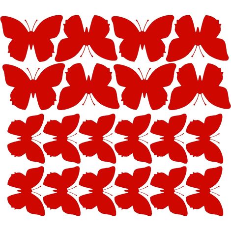 Pegatinas de pared de mariposas grandes, 20 unidades, color rojo mate.