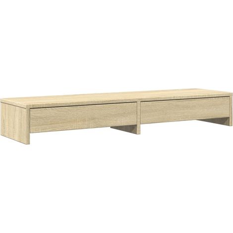 Escritorio de mesa con soporte para monitor y cajones de madera de ingeniería Sonoma marrón 020044944