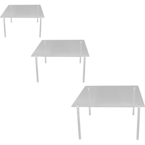 Ensemble de 3 présentoirs carrés en acrylique transparent pour gâteaux, pizzas et desserts, parfaits pour Noël, mariages, anniversaires, baby showers et goûters. (1/5)